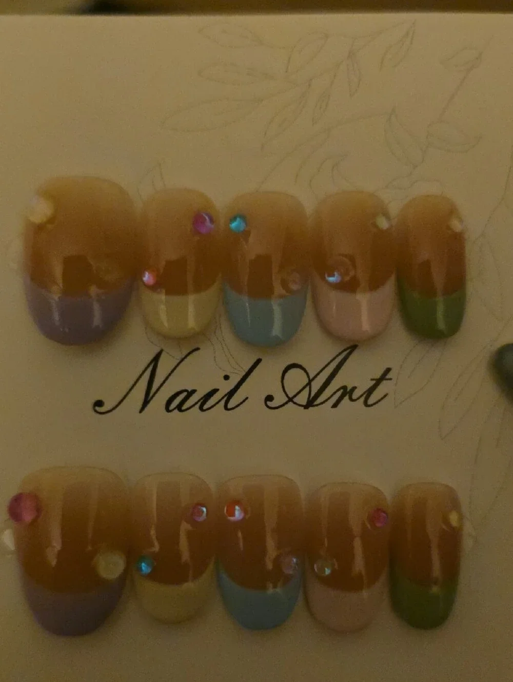 Nail Art Multi-Color Press-On Nail Set Large